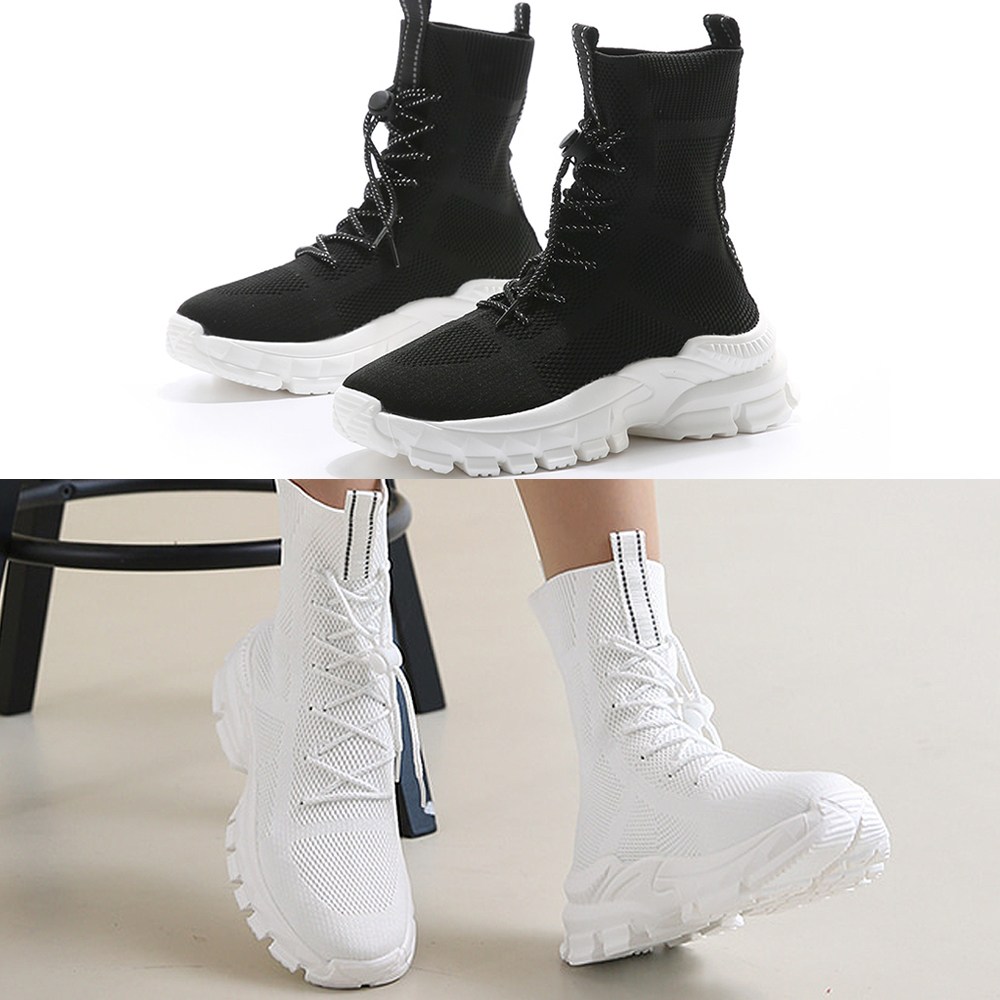 올팜슈즈 니트 스판 하이탑 스니커즈