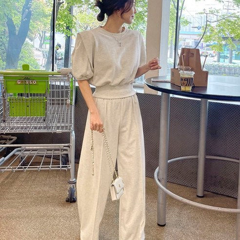 텐더스 퍼프맨투맨팬츠세트